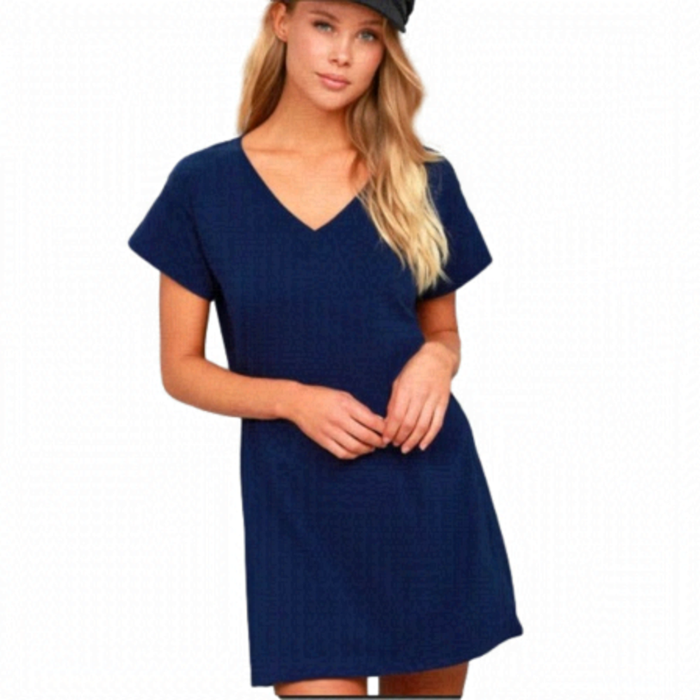Lulu’s Clear Day Navy Blue T Shirt Dress